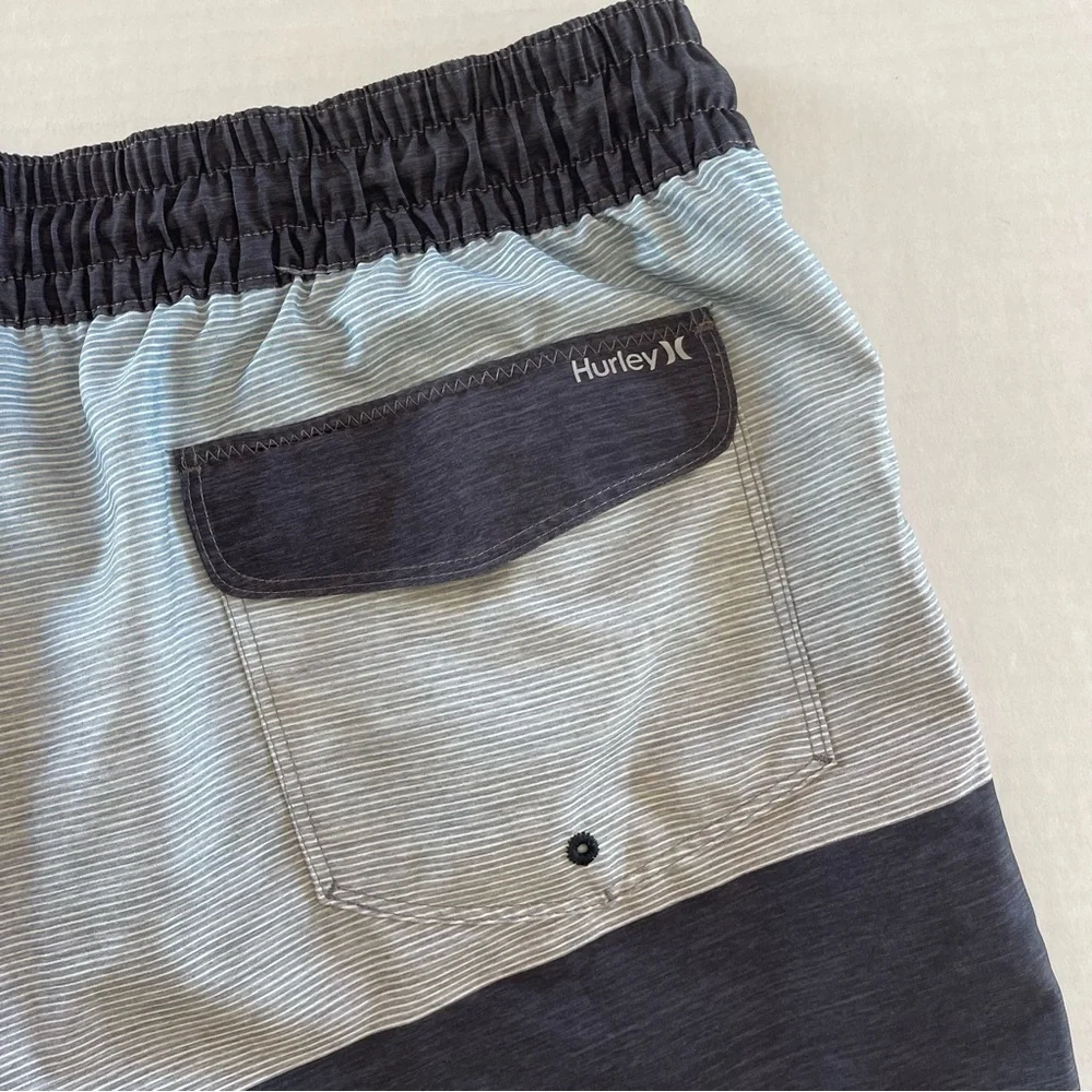 Men Hurley Color-block Gray-Black  Drawstring Lined Swim Board Shots size Large